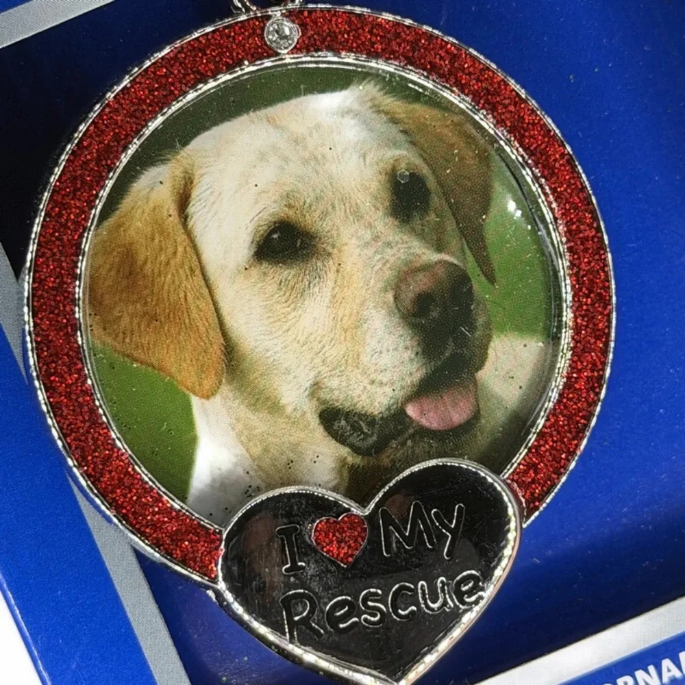 Pet Rescue Ornament - Red and Silver